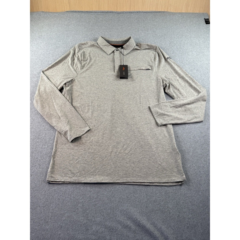 NWT KJUS Inverness Long Sleeve Polo Men's 56 XXL Gray Cashmere Blend Performance